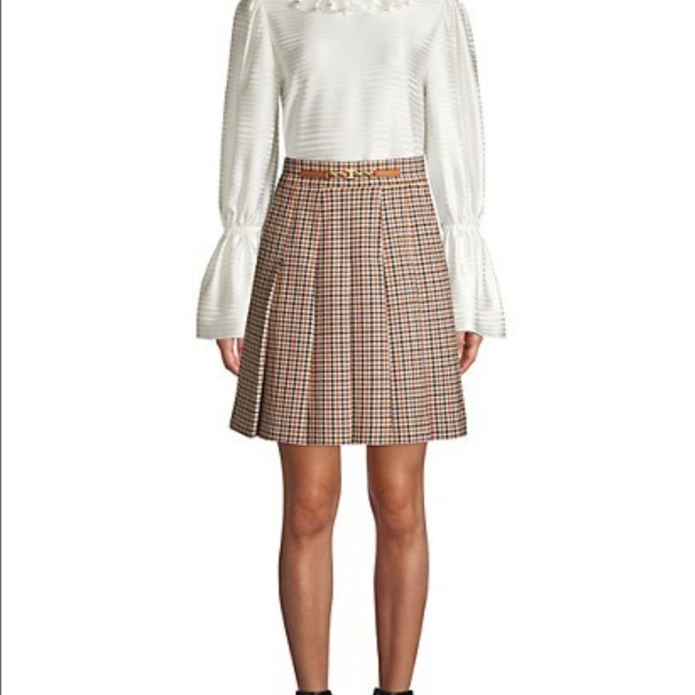 Tory Burch Pleated Check Mini Skirt - Picture 4 of 10